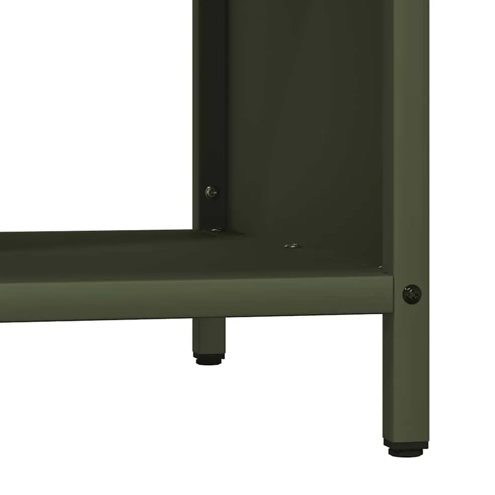 vidaXL Brandhoutrek met houten blad olijfgroen 100,5x35,5x40 cm