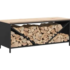 vidaXL Brandhoutrek met houten blad 100,5x35,5x40 cm zwart