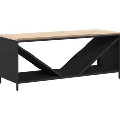 vidaXL Brandhoutrek met houten blad 100,5x35,5x40 cm zwart