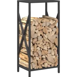 vidaXL Brandhoutrek 34x25x70 cm koudgewalst staal zwart