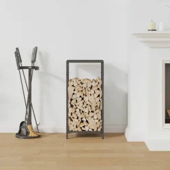 vidaXL Brandhoutrek 34x25x70 cm koudgewalst staal zwart