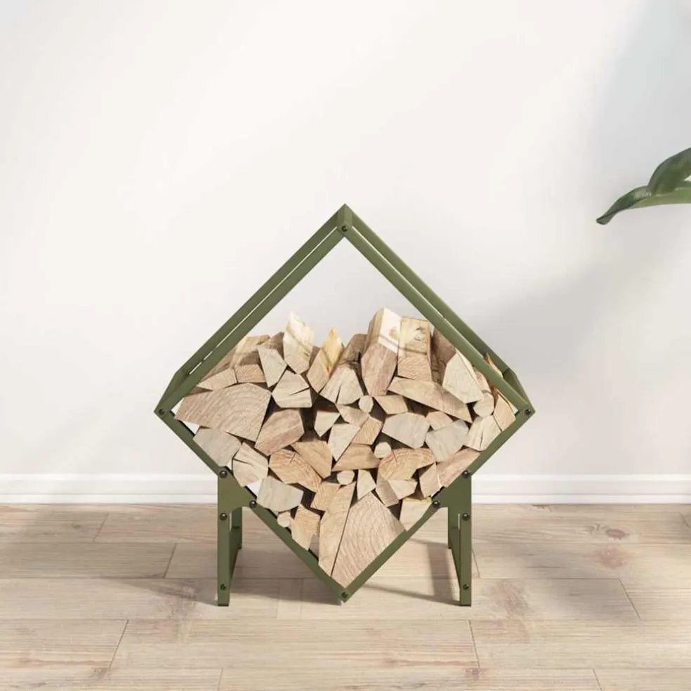 vidaXL Brandhoutrek 50x25x50 cm koudgewalst staal olijfgroen