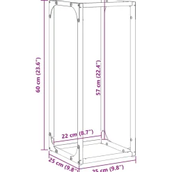 vidaXL Brandhoutrek 25x25x60 cm koudgewalst staal antracietkleurig