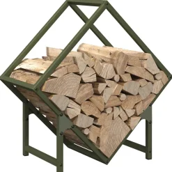 vidaXL Brandhoutrek 50x25x50 cm koudgewalst staal olijfgroen