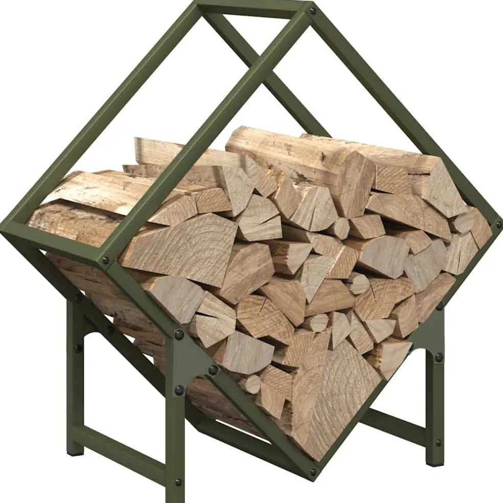 vidaXL Brandhoutrek 50x25x50 cm koudgewalst staal olijfgroen
