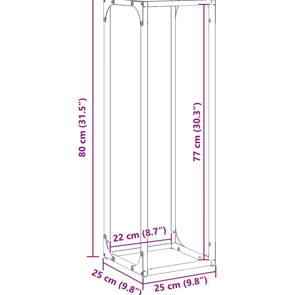 vidaXL Brandhoutrek 25x25x80 cm koudgewalst staal zwart