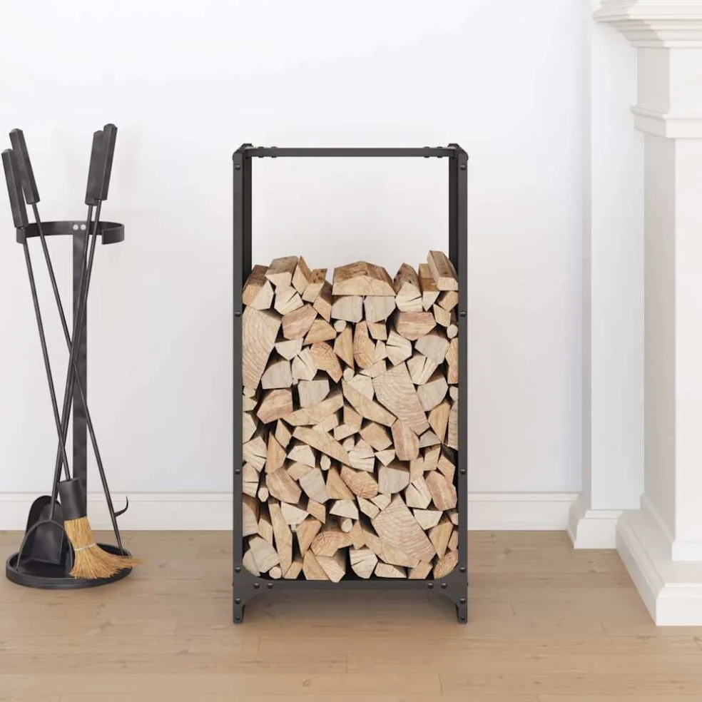 vidaXL Brandhoutrek 40x40x40 cm koudgewalst staal zwart