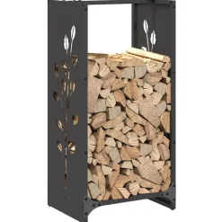 vidaXL Brandhoutrek 40x40x40 cm koudgewalst staal zwart