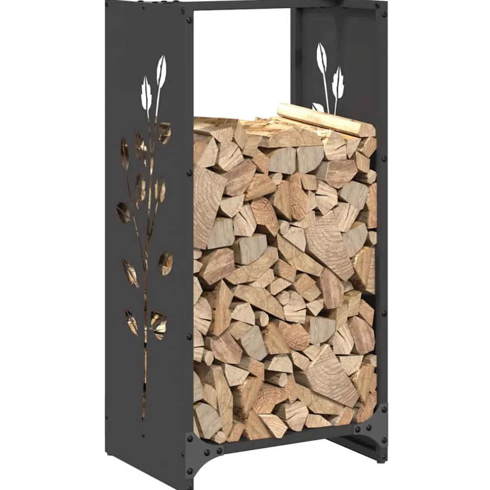 vidaXL Brandhoutrek 40x40x40 cm koudgewalst staal zwart