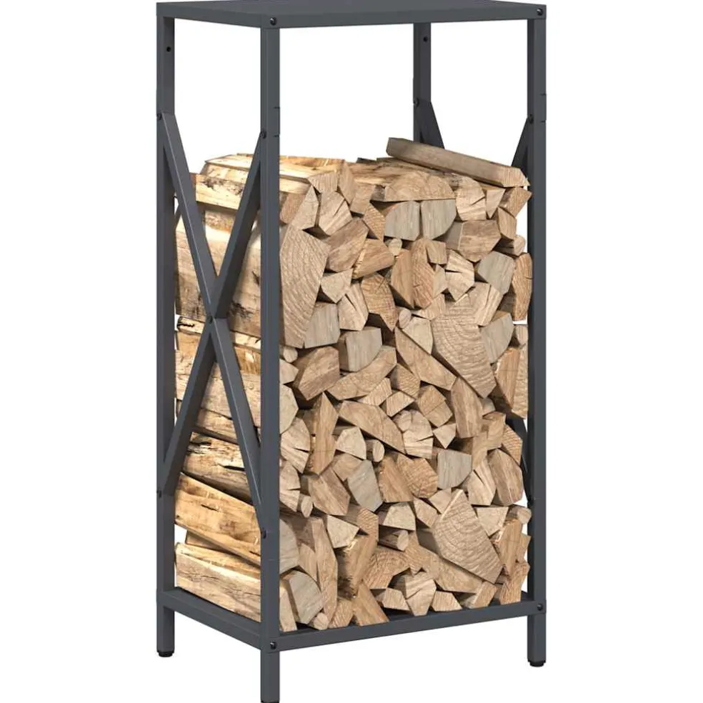 vidaXL Brandhoutrek 34x25x70 cm koudgewalst staal antracietkleurig