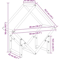 vidaXL Brandhoutrek 50x25x50 cm koudgewalst staal wit
