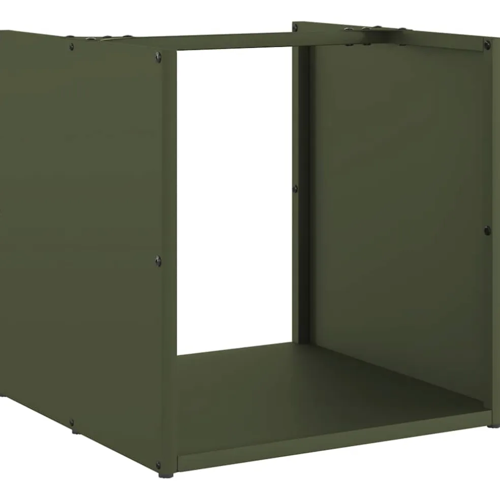 vidaXL Brandhoutrek 40x40x40 cm koudgewalst staal olijfgroen