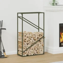 vidaXL Brandhoutrek 60x25x100 cm koudgewalst staal antracietkleurig
