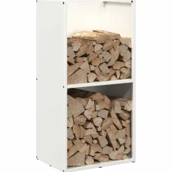 vidaXL Brandhoutrek 40x30x80 cm koudgewalst staal wit