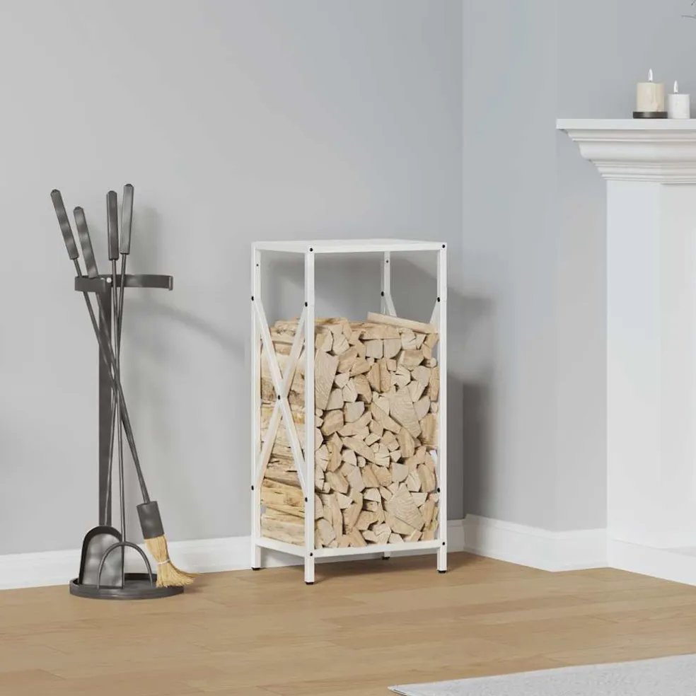 vidaXL Brandhoutrek 34x25x70 cm koudgewalst staal wit
