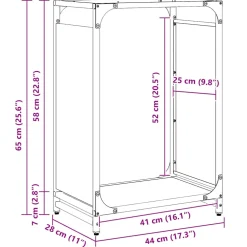 vidaXL Brandhoutrek 44x28x65 cm koudgewalst staal wit