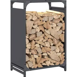 vidaXL Brandhoutrek 44x28x65 cm koudgewalst staal antracietkleurig