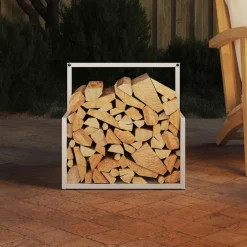 vidaXL Brandhoutrek 40x40x40 cm koudgewalst staal wit