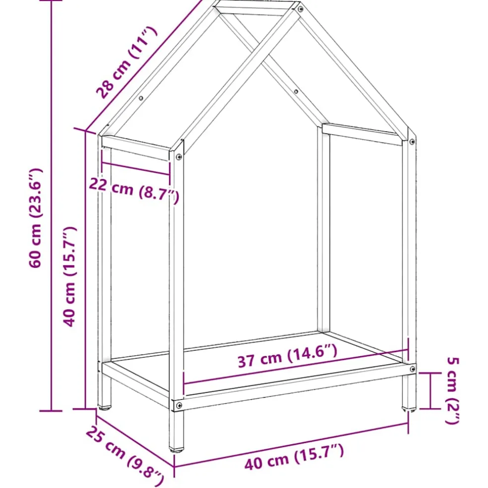 vidaXL Brandhoutrek 25x25x60 cm koudgewalst staal wit