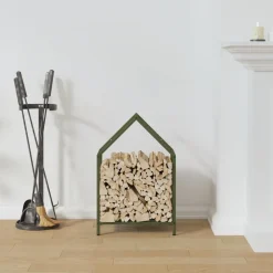 vidaXL Brandhoutrek 40x25x60 cm koudgewalst staal olijfgroen