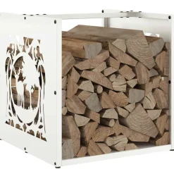 vidaXL Brandhoutrek 40x40x40 cm koudgewalst staal wit