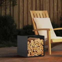 vidaXL Brandhoutrek 40x40x40 cm koudgewalst staal antracietkleurig