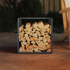 vidaXL Brandhoutrek 40x40x40 cm koudgewalst staal antracietkleurig
