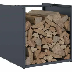 vidaXL Brandhoutrek 40x40x40 cm koudgewalst staal antracietkleurig