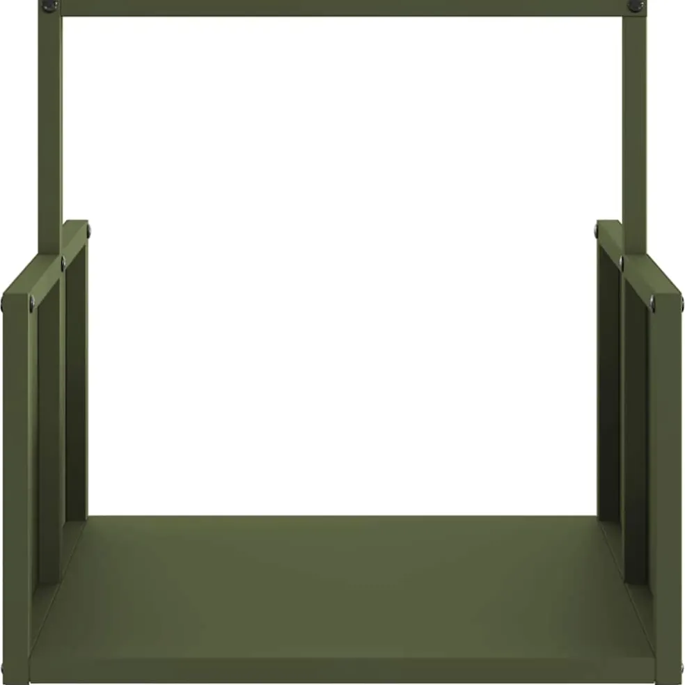 vidaXL Brandhoutrek 40x40x40 cm koudgewalst staal olijfgroen