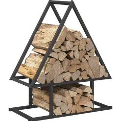 vidaXL Brandhoutrek 50x25x60 cm koudgewalst staal zwart