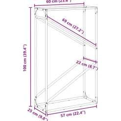 vidaXL Brandhoutrek 60x25x100 cm koudgewalst staal zwart