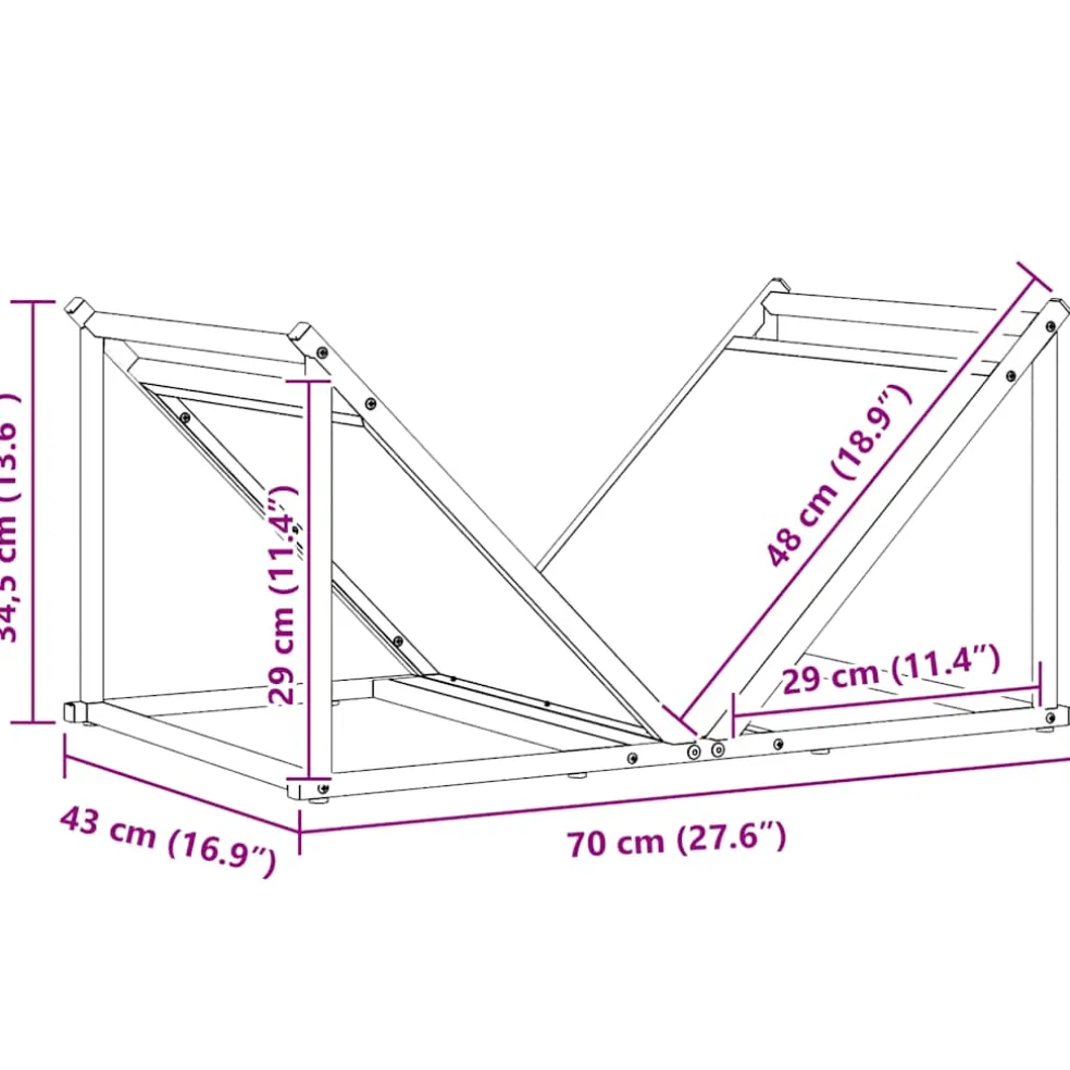 vidaXL Brandhoutrek 70x43x34,5 cm koudgewalst staal olijfgroen