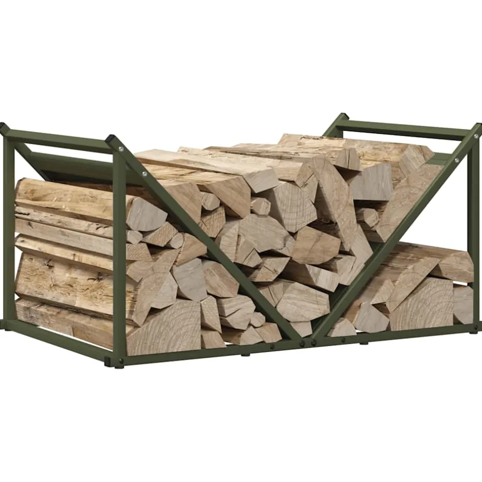 vidaXL Brandhoutrek 70x43x34,5 cm koudgewalst staal olijfgroen