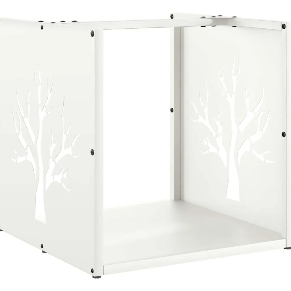 vidaXL Brandhoutrek 40x40x40 cm koudgewalst staal wit