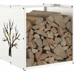 vidaXL Brandhoutrek 40x40x40 cm koudgewalst staal wit