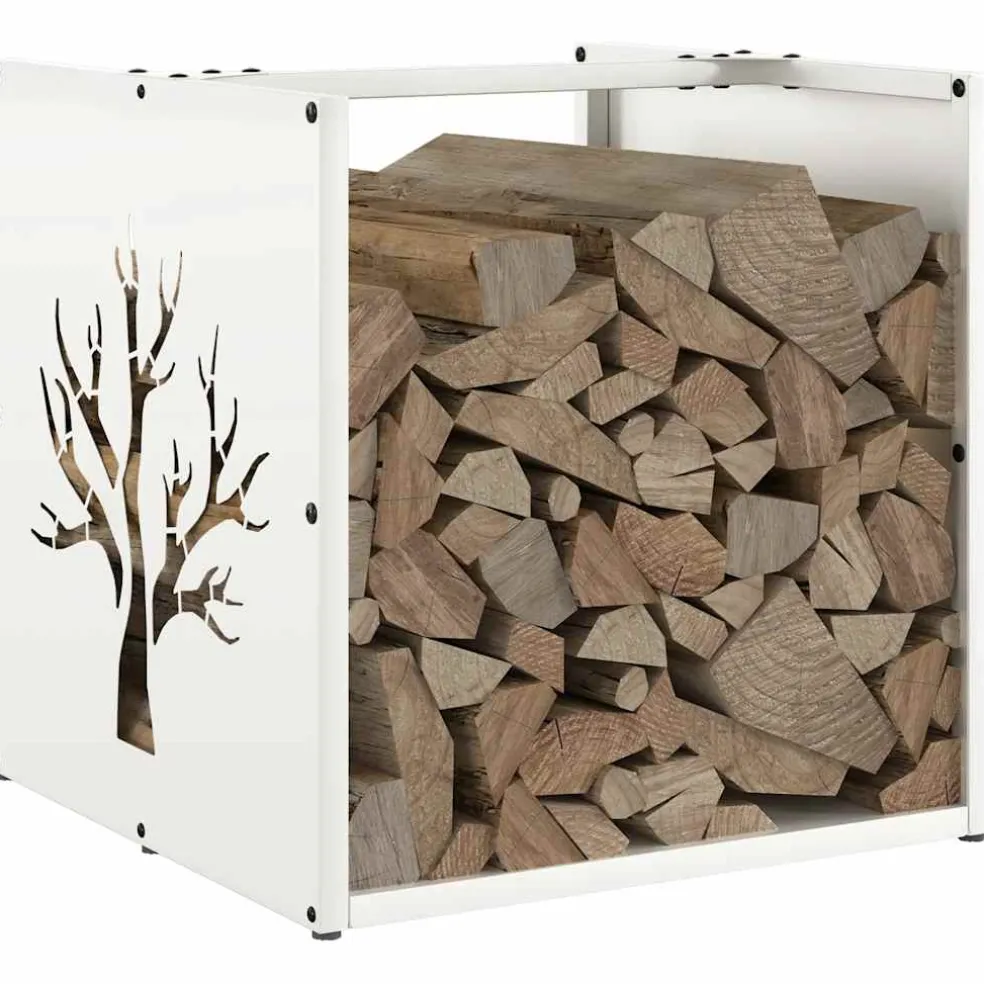 vidaXL Brandhoutrek 40x40x40 cm koudgewalst staal wit