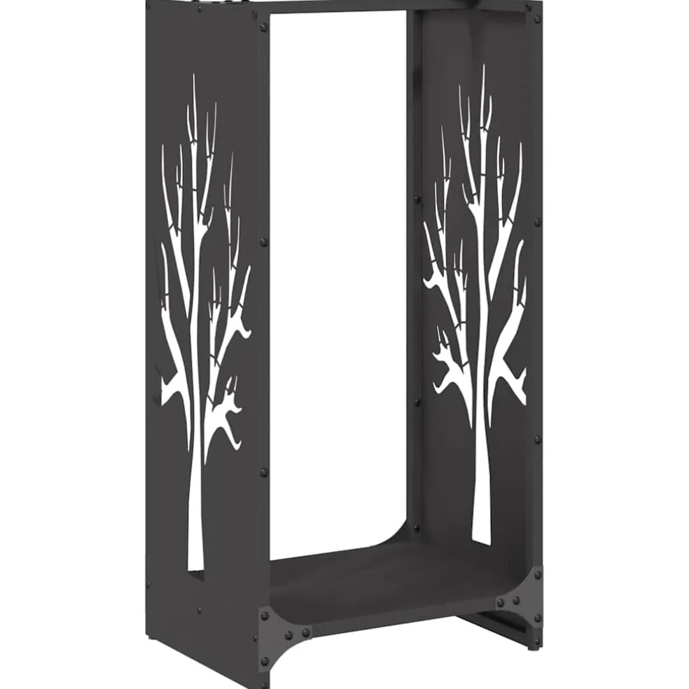 vidaXL Brandhoutrek 40x30x80 cm koudgewalst staal zwart