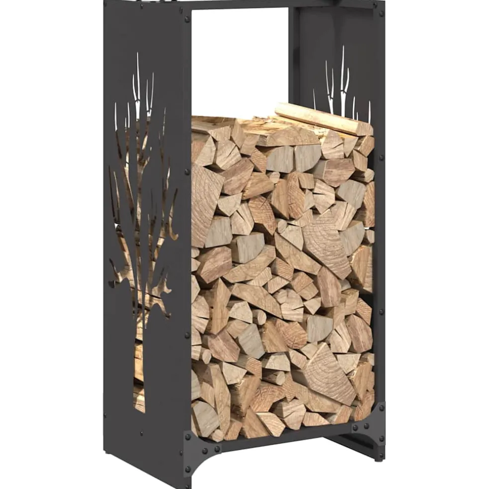 vidaXL Brandhoutrek 40x30x80 cm koudgewalst staal zwart