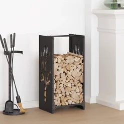 vidaXL Brandhoutrek 40x30x80 cm koudgewalst staal zwart