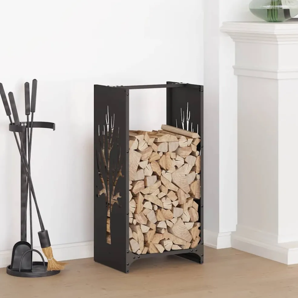 vidaXL Brandhoutrek 40x30x80 cm koudgewalst staal zwart