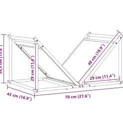 vidaXL Brandhoutrek 70x43x34,5 cm koudgewalst staal zwart