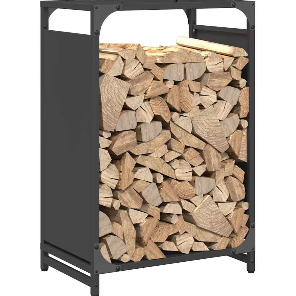 vidaXL Brandhoutrek 44x28x65 cm koudgewalst staal olijfgroen