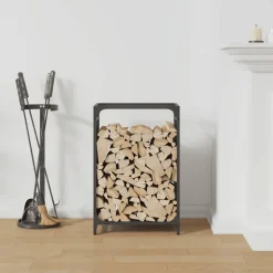 vidaXL Brandhoutrek 44x28x65 cm koudgewalst staal olijfgroen