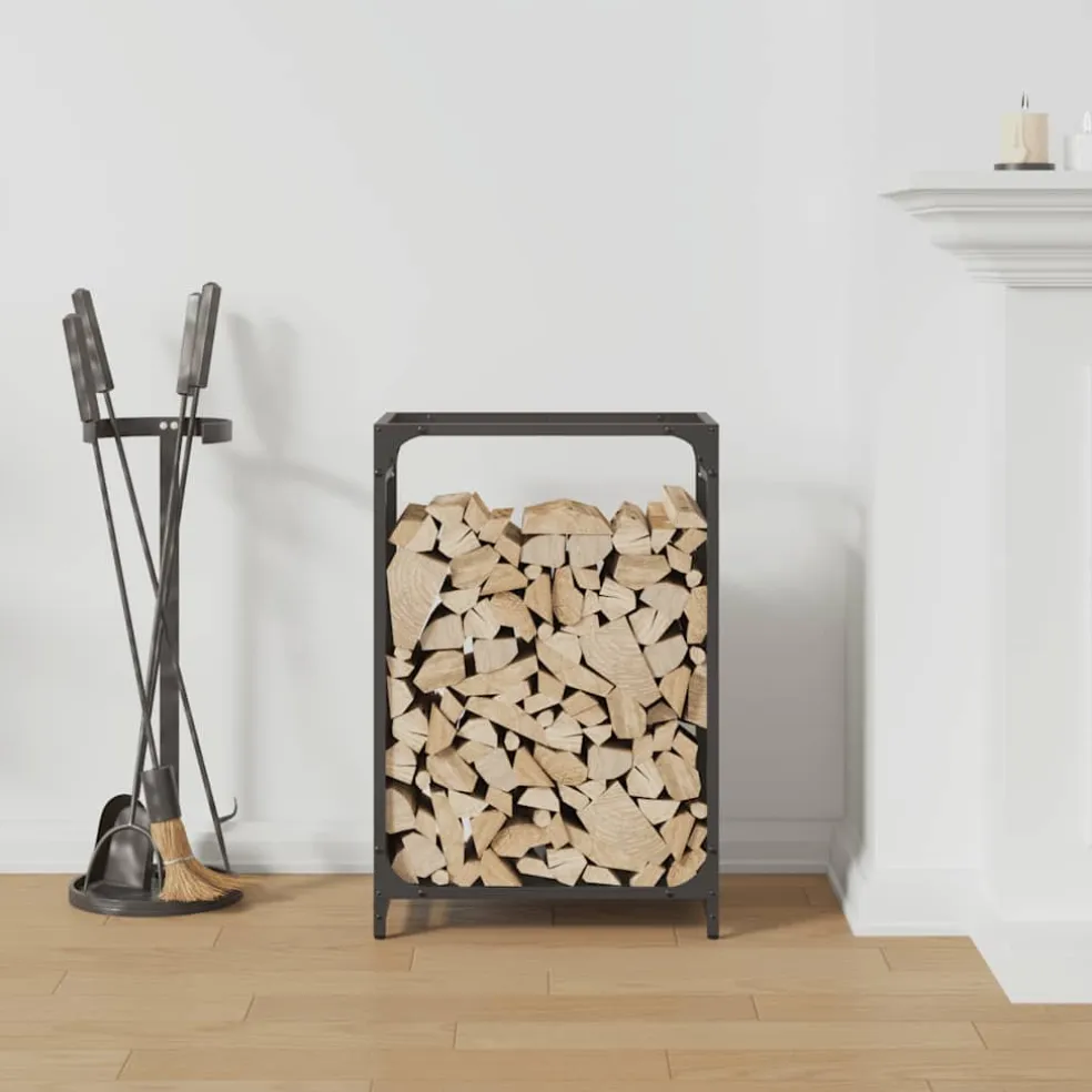 vidaXL Brandhoutrek 44x28x65 cm koudgewalst staal olijfgroen