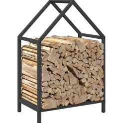 vidaXL Brandhoutrek 40x25x60 cm koudgewalst staal zwart
