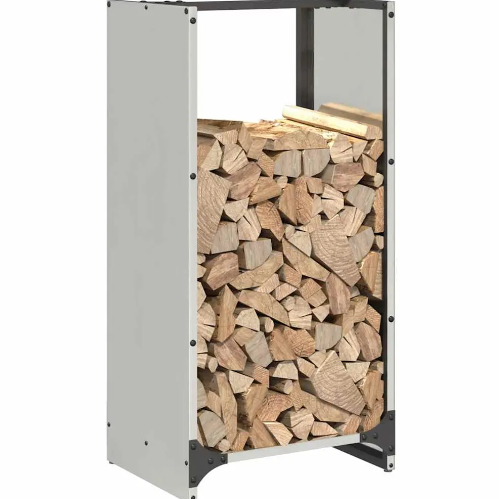 vidaXL Brandhoutrek 40x30x80 cm roestvrij staal