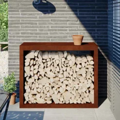 vidaXL Brandhoutrek 100x40x80 cm weervast staal
