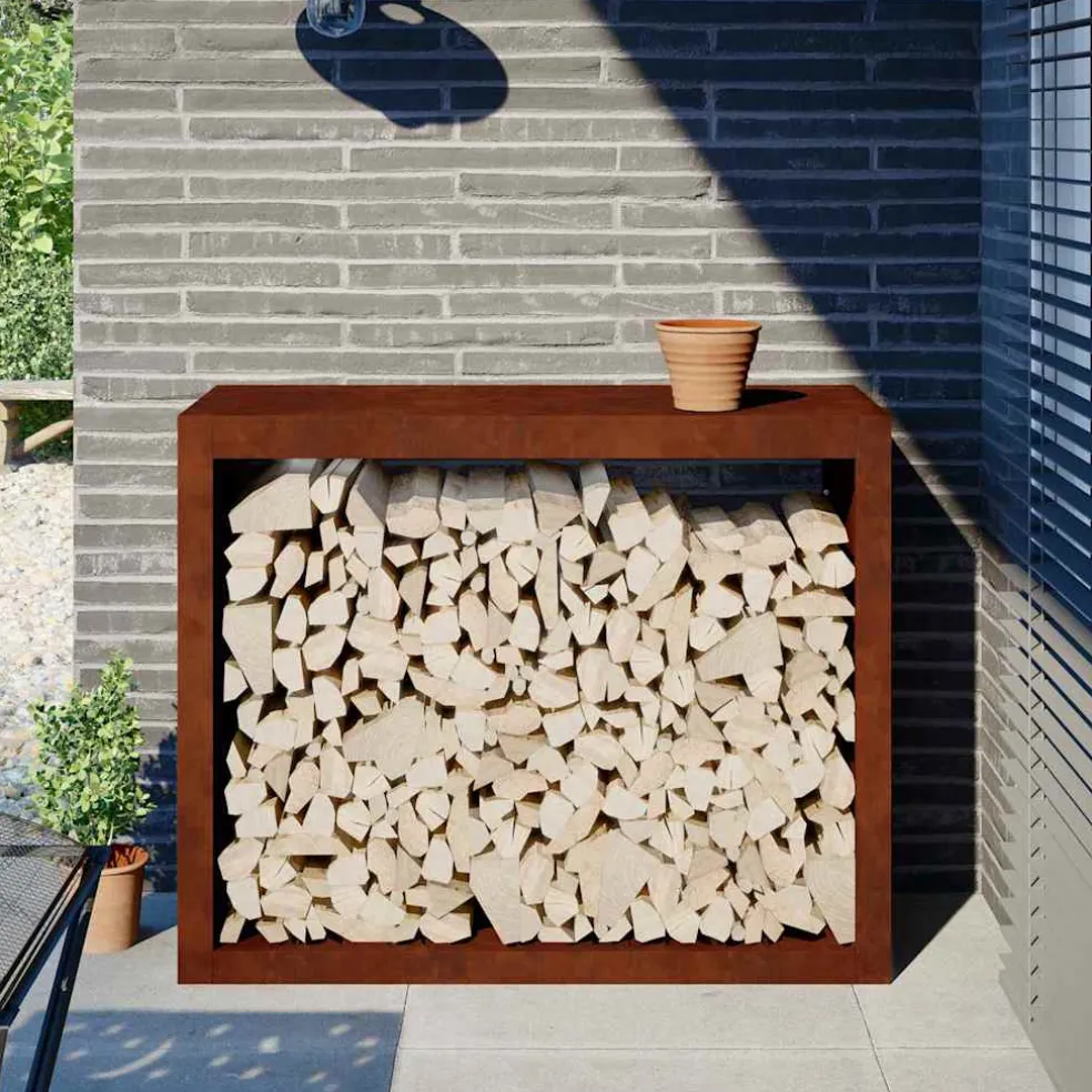 vidaXL Brandhoutrek 100x40x80 cm weervast staal
