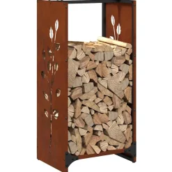 vidaXL Brandhoutrek 40x30x80 cm weervast staal
