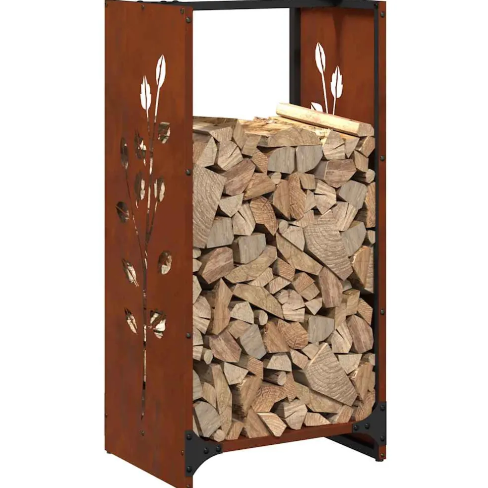 vidaXL Brandhoutrek 40x30x80 cm weervast staal